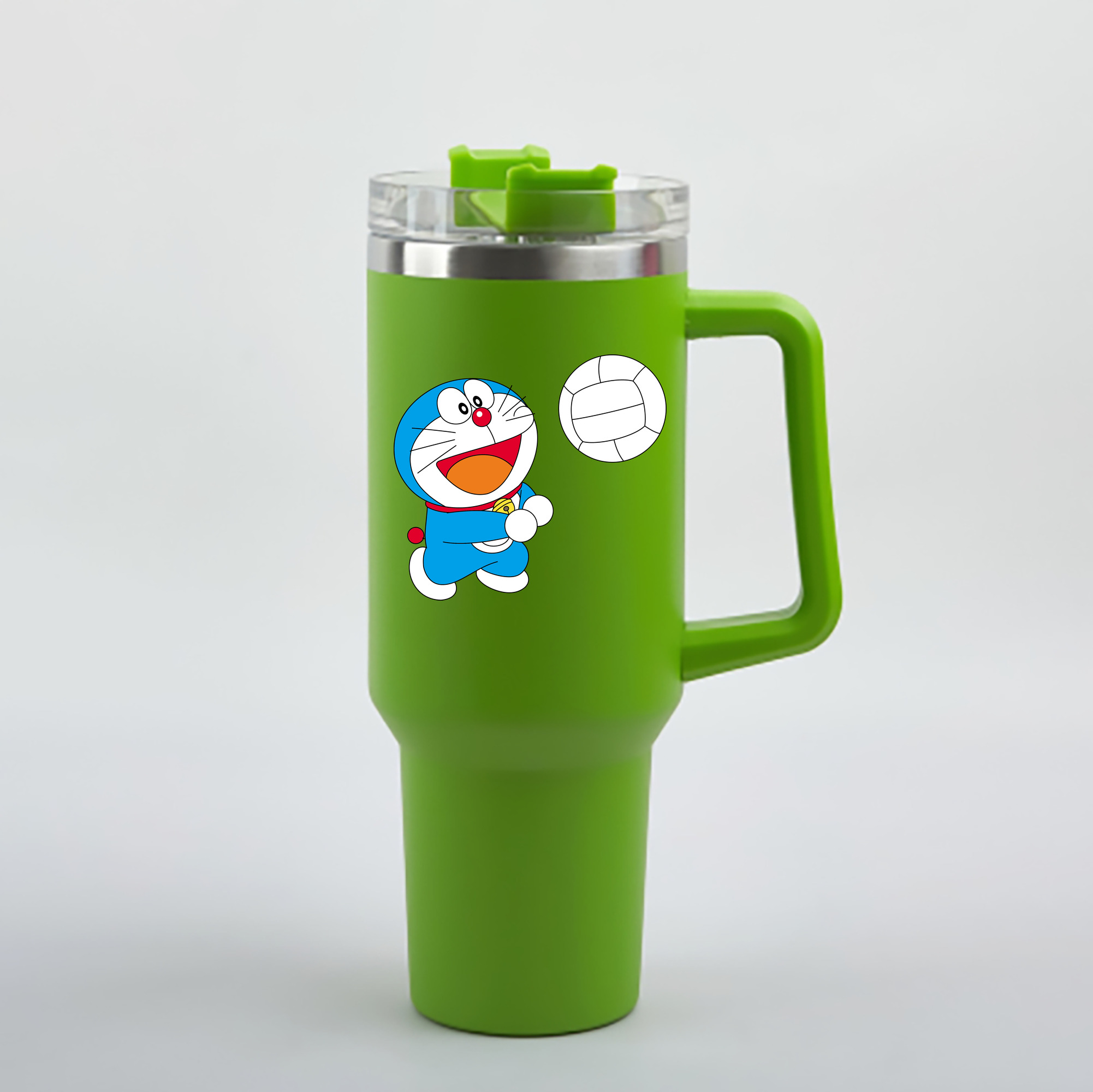 （画像用） ドラえもん Doraemon 1200mL車用タンブラー - クリスタルステッカー（プラスチックストロー付き）